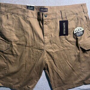 NEW Lincoln Outfitters Men 46 Brown Twill Flex Stain Repellent Cargo Duck Shorts